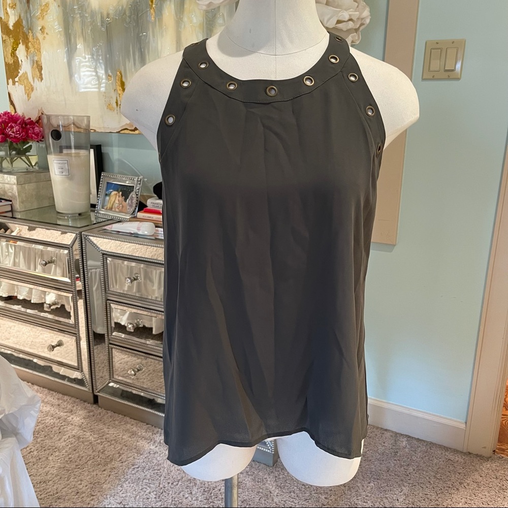 Trouve Army Green Gromet Tank Top